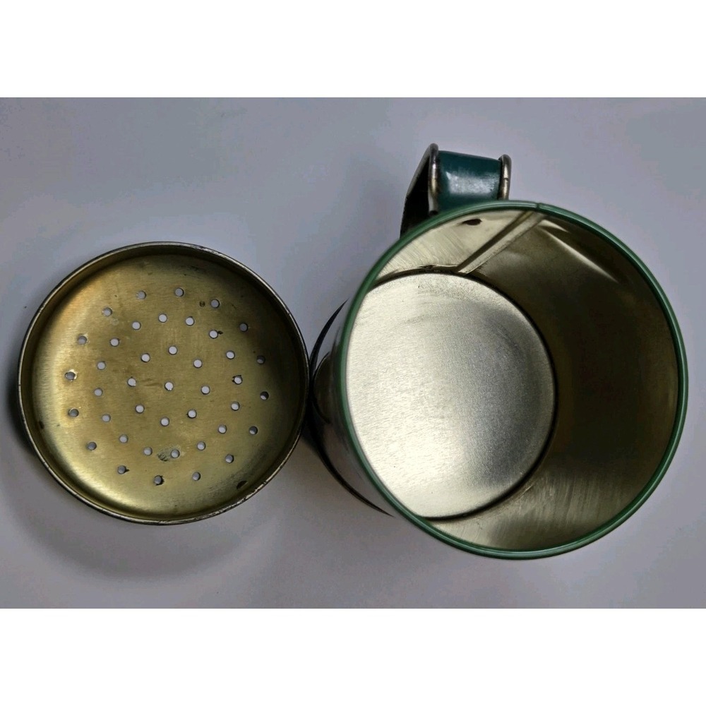 Vintage Elton Kirby's Tin Pepper Shaker Green With Handle - Picture 9 of 9